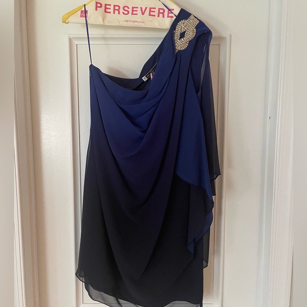 Ombré Blue One Shoulder Dress